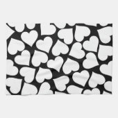 Retro zwart-wit hartpatroon theedoek (Horizontaal)