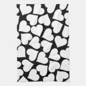 Retro zwart-wit hartpatroon theedoek (Verticaal)