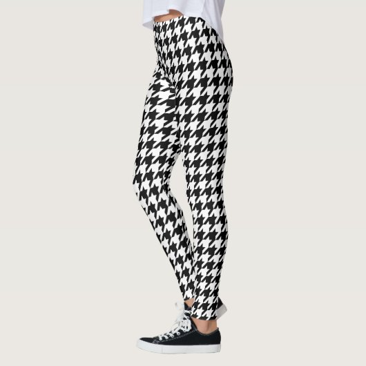 Retro Zwart Wit Honden-tand klassiek patroon Leggings (Links)