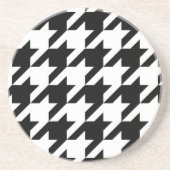 Retro zwart-wit houndstooth weefpatroon zandsteen onderzetter (Voorkant)