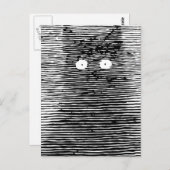 Retro  zwart-wit kat bij nacht briefkaart (Voorkant / Achterkant)