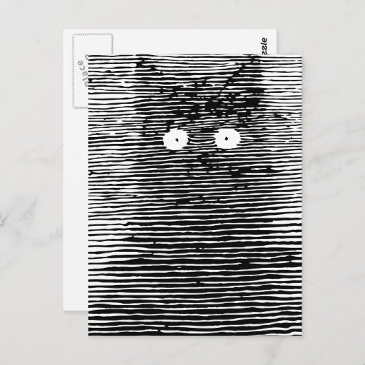 Retro  zwart-wit kat bij nacht briefkaart (Voorkant / Achterkant)