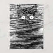 Retro zwart-wit kat bij nacht briefkaart (Voorkant)