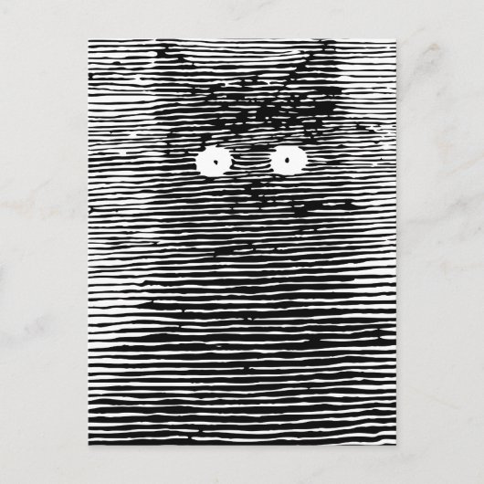 Retro  zwart-wit kat bij nacht briefkaart (Voorkant)