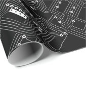 Retro zwart wit koele computer printplaat cadeaupapier (Rol Hoek)