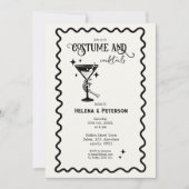 Retro zwart-wit kostuums en cocktailparty kaart (Voorkant)