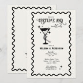 Retro zwart-wit kostuums en cocktailparty kaart (Voorkant / Achterkant)