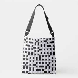 Retro zwart-wit kruiswoordraadselpatroon crossbody tas