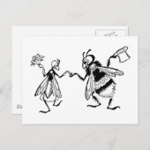 Retro  Zwart & Wit Leuk Grappig Bug Bruiloft Briefkaart (Voorkant / Achterkant)