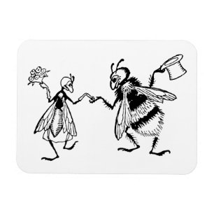 Retro  Zwart & Wit Leuk Grappig Bug Bruiloft Magneet