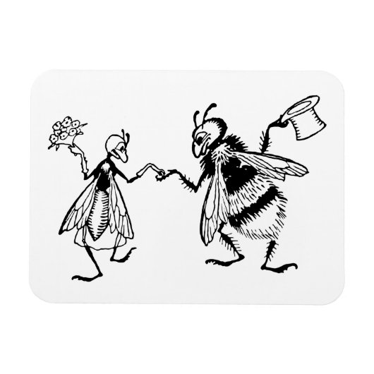 Retro  Zwart & Wit Leuk Grappig Bug Bruiloft Magneet (Horizontaal)