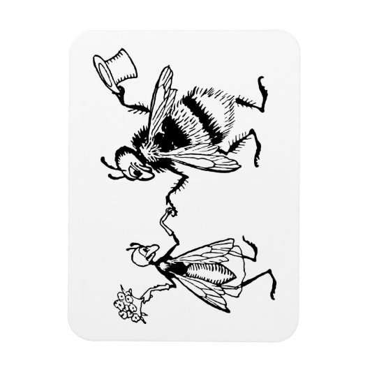 Retro  Zwart & Wit Leuk Grappig Bug Bruiloft Magneet (Verticaal)