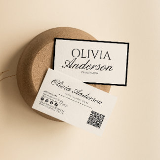 Retro Zwart Wit Luxe Vintage Oud Geld QR Code Visitekaartje