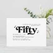 Retro zwart wit modern minimal 50e verjaardag kaart (Staand voorkant)