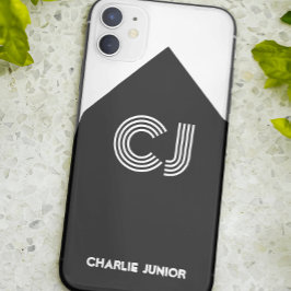 retro zwart-wit monogram beginletters Case-Mate iPhone case