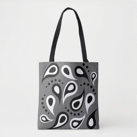 Retro zwart-wit paisley grunge esthetische tas (Voorkant)