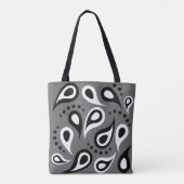 Retro zwart-wit paisley grunge esthetische tas (Achterkant)