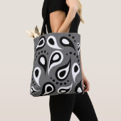 Retro zwart-wit paisley grunge esthetische tas (Dichtbij)