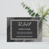 Retro Zwart & Wit, Parels RSVP Bruiloft (Staand voorkant)
