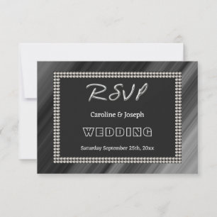 Retro zwart-wit, parels RSVP-huwelijk RSVP Kaartje