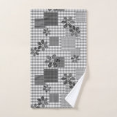 Retro zwart-wit patchwork rustiek patroon bad handdoek (Handdoek)