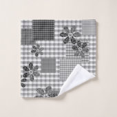 Retro zwart-wit patchwork rustiek patroon bad handdoek (Wasdoekje)