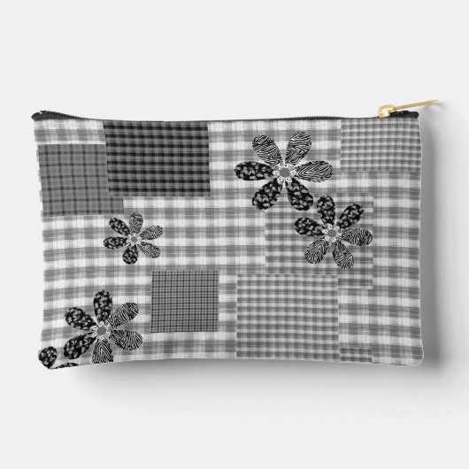 Retro zwart-wit patchwork rustiek patroon etui (Achterkant)
