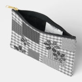 Retro zwart-wit patchwork rustiek patroon etui (Open)