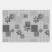 Retro zwart-wit patchwork rustiek patroon inpakpapier vel (Voorkant 3)