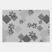 Retro zwart-wit patchwork rustiek patroon inpakpapier vel (Voorkant 2)