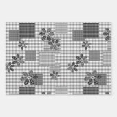 Retro zwart-wit patchwork rustiek patroon inpakpapier vel (Voorkant)