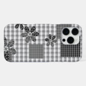 Retro zwart-wit patchwork rustiek patroon iPhone hoesje (Achterkant horizontaal)