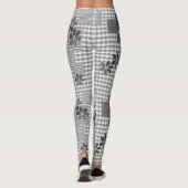 Retro zwart-wit patchwork rustiek patroon leggings (Achterkant)