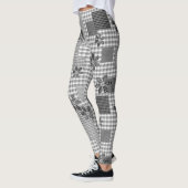 Retro zwart-wit patchwork rustiek patroon leggings (Links)