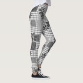 Retro zwart-wit patchwork rustiek patroon leggings (Rechts)