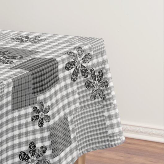 Retro zwart-wit patchwork rustiek patroon tafelkleed (Voorbeeld)