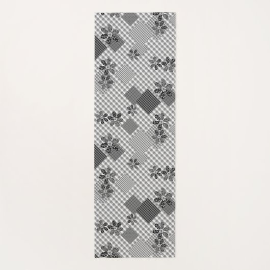 Retro zwart-wit patchwork rustiek patroon yogamat (Achterkant)