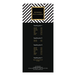 Retro Zwart-wit Patroon Glam Gouden Naam Logo Reclamekaart