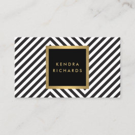 Retro Zwart-wit Patroon Glam Gouden Naam Logo Visitekaartje