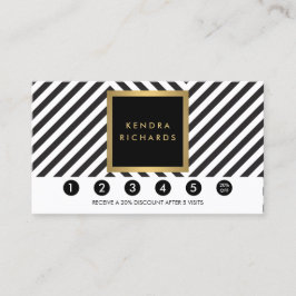 Retro Zwart-wit Patroon Glam Loyalty Kaart