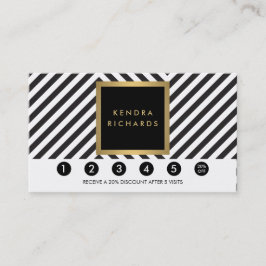 Retro Zwart-wit Patroon Glam Loyalty Kaart