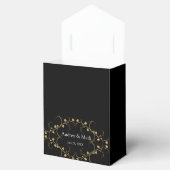 Retro zwart-wit patroon gouden naam logo favor bedankdoosjes (Geopend)