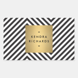 Retro Zwart-wit Patroon Gouden Naam Sticker