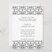 Retro Zwart-wit Patroon Scroll Wedding Invit Kaart (Voorkant)