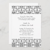 Retro Zwart-wit Patroon Scroll Wedding Invit Kaart (Voorkant / Achterkant)