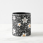 Retro zwart-wit polka stippen met sterren mok (Midden)