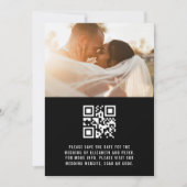 Retro Zwart Wit QR Code Bruiloft Website Save The Date (Voorkant)
