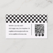 Retro zwart-wit schaakbord met QR-code Visitekaartje (Achterkant)