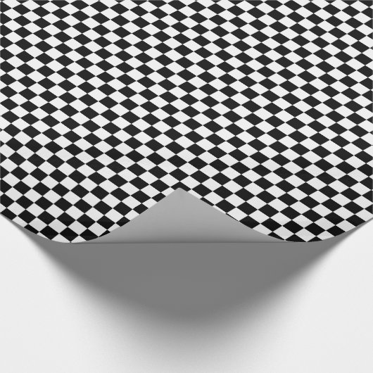 Retro zwart-wit schaakbordpatroon cadeaupapier (Hoek)