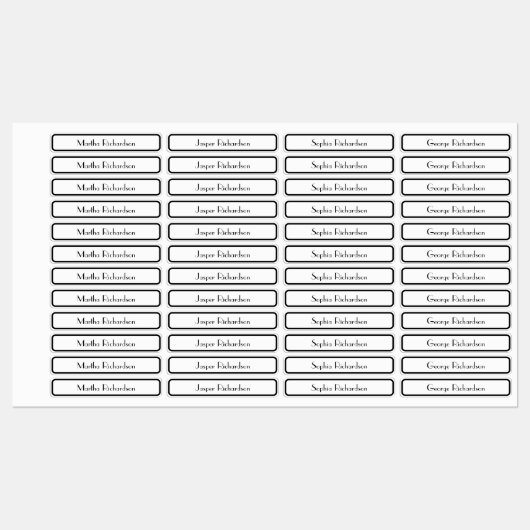 Retro Zwart-Wit Stijlvolle Custom Name Kleding Labels (Vel)